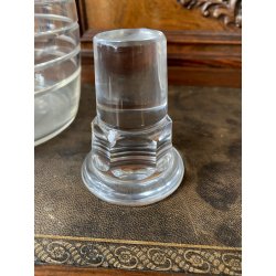 SET LIQUORE ROSOLIO Art Decò CRISTALLO MOLATO RIGHE DECANTER  12 CALICI 7,5 cm/h