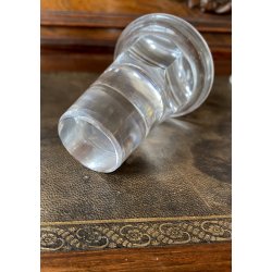SET LIQUORE ROSOLIO Art Decò CRISTALLO MOLATO RIGHE DECANTER  12 CALICI 7,5 cm/h