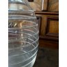 SET LIQUORE ROSOLIO Art Decò CRISTALLO MOLATO RIGHE DECANTER  12 CALICI 7,5 cm/h