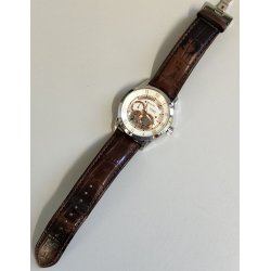 Bulova Automatic Skeleton OROLOGIO POLSO ACCIAIO 21 jewels 96A172 Vintage 24 ORE