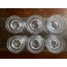 SET LIQUORE ROSOLIO Art Decò CRISTALLO MOLATO RIGHE DECANTER 6 CALICI 9,3 cm/h