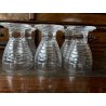 SET LIQUORE ROSOLIO Art Decò CRISTALLO MOLATO RIGHE DECANTER 6 CALICI 9,3 cm/h