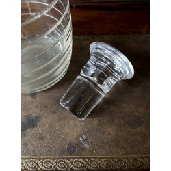 SET LIQUORE ROSOLIO Art Decò CRISTALLO MOLATO RIGHE DECANTER 6 CALICI 9,3 cm/h