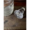 SET LIQUORE ROSOLIO Art Decò CRISTALLO MOLATO RIGHE DECANTER 6 CALICI 9,3 cm/h