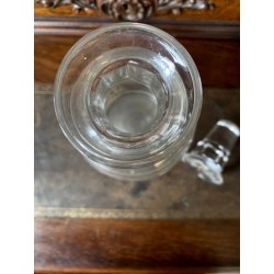 SET LIQUORE ROSOLIO Art Decò CRISTALLO MOLATO RIGHE DECANTER 6 CALICI 9,3 cm/h