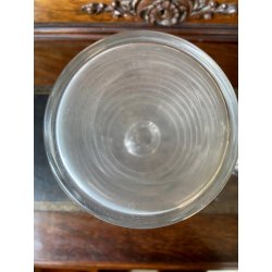 SET LIQUORE ROSOLIO Art Decò CRISTALLO MOLATO RIGHE DECANTER 6 CALICI 9,3 cm/h