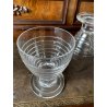 SET LIQUORE ROSOLIO Art Decò CRISTALLO MOLATO RIGHE DECANTER 6 CALICI 9,3 cm/h