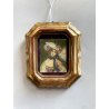 antica MINIATURA dipinto femminile NOBIL DONNA cornice DORATA stile barocco