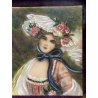 antica MINIATURA dipinto femminile NOBIL DONNA cornice DORATA stile barocco
