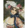 antica MINIATURA dipinto femminile NOBIL DONNA cornice DORATA stile barocco