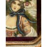 antica MINIATURA dipinto femminile NOBIL DONNA cornice DORATA stile barocco