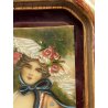 antica MINIATURA dipinto femminile NOBIL DONNA cornice DORATA stile barocco