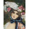 antica MINIATURA dipinto femminile NOBIL DONNA cornice DORATA stile barocco