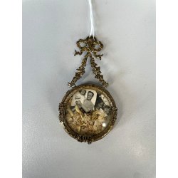 ANTICA piccola CORNICE LIBERTY francese PORTA FOTO bronzo dorato MEDAGLIONE