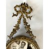 ANTICA piccola CORNICE LIBERTY francese PORTA FOTO bronzo dorato MEDAGLIONE