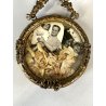 ANTICA piccola CORNICE LIBERTY francese PORTA FOTO bronzo dorato MEDAGLIONE