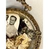 ANTICA piccola CORNICE LIBERTY francese PORTA FOTO bronzo dorato MEDAGLIONE
