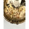 ANTICA piccola CORNICE LIBERTY francese PORTA FOTO bronzo dorato MEDAGLIONE