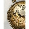 ANTICA piccola CORNICE LIBERTY francese PORTA FOTO bronzo dorato MEDAGLIONE