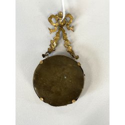 ANTICA piccola CORNICE LIBERTY francese PORTA FOTO bronzo dorato MEDAGLIONE