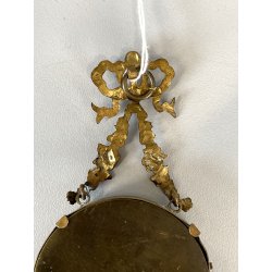 ANTICA piccola CORNICE LIBERTY francese PORTA FOTO bronzo dorato MEDAGLIONE