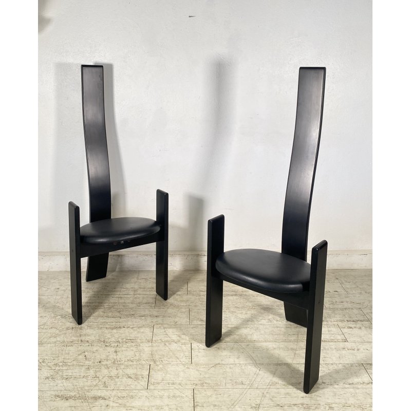COPPIA SEDIA Vico Magistretti MOD. Golem ANNI 70 LEGNO LACCATO Poggi ITALIA