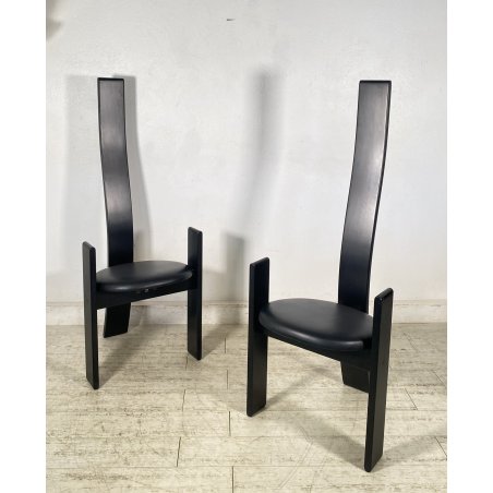 COPPIA SEDIA Vico Magistretti MOD. Golem ANNI 70 LEGNO LACCATO Poggi ITALIA
