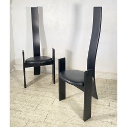 COPPIA SEDIA Vico Magistretti MOD. Golem ANNI 70 LEGNO LACCATO Poggi ITALIA