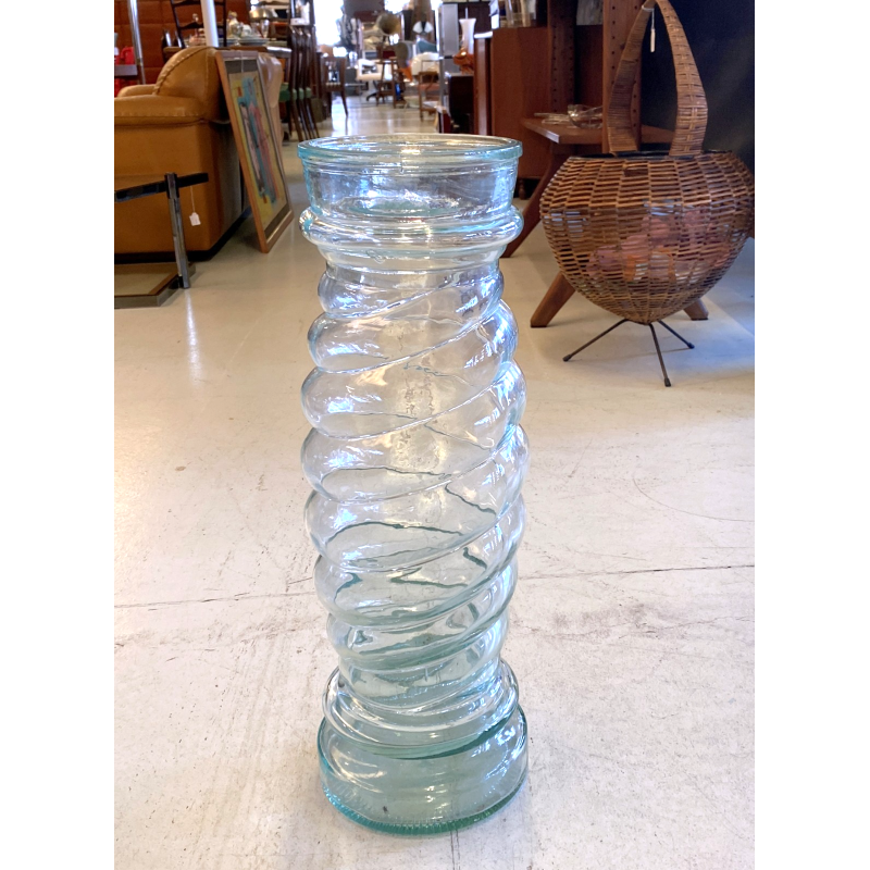 GRANDE VASO VETRO TRASPARENTE a SPIRALE "VE A" Vetreria Etrusca" ø 19 x 56 cm/h