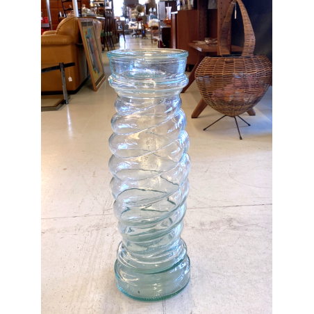 GRANDE VASO VETRO TRASPARENTE a SPIRALE "VE A" Vetreria Etrusca" ø 19 x 56 cm/h
