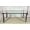 TAVOLO PRANZO DESIGN ATTR. Marco Zanuso ANNI 70 METALLO CROMATO VETRO TABLE GLAS