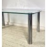 TAVOLO PRANZO DESIGN ATTR. Marco Zanuso ANNI 70 METALLO CROMATO VETRO TABLE GLAS