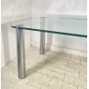 TAVOLO PRANZO DESIGN ATTR. Marco Zanuso ANNI 70 METALLO CROMATO VETRO TABLE GLAS