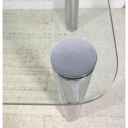 TAVOLO PRANZO DESIGN ATTR. Marco Zanuso ANNI 70 METALLO CROMATO VETRO TABLE GLAS