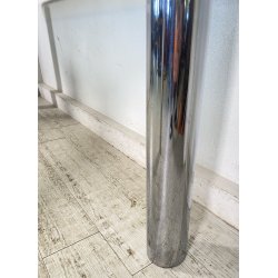 TAVOLO PRANZO DESIGN ATTR. Marco Zanuso ANNI 70 METALLO CROMATO VETRO TABLE GLAS