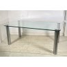 TAVOLO PRANZO DESIGN ATTR. Marco Zanuso ANNI 70 METALLO CROMATO VETRO TABLE GLAS