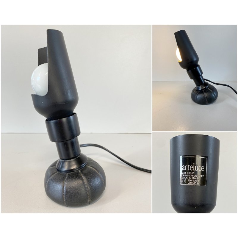 LAMPADA TAVOLO ORIENTABLE DESIGN Gino Sarfatti MOD 600/P ARTELUCE NERA USURE '60