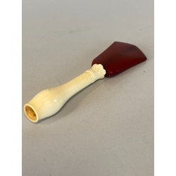 BOCCHINO PER SIGARETTA VINTAGE AMBRA SCHIUMA DECORO SCOLPITO PIUME CUSTODIA '900