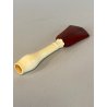 BOCCHINO PER SIGARETTA VINTAGE AMBRA SCHIUMA DECORO SCOLPITO PIUME CUSTODIA '900