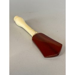 BOCCHINO PER SIGARETTA VINTAGE AMBRA SCHIUMA DECORO SCOLPITO PIUME CUSTODIA '900