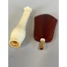 BOCCHINO PER SIGARETTA VINTAGE AMBRA SCHIUMA DECORO SCOLPITO PIUME CUSTODIA '900