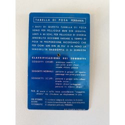 TABELLA POSA VINTAGE Ferrania ALLUMINIO AZZURRO ESPOSIMETRO ANALOGICO DISCO