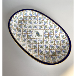 VASSOIO OVALE PORCELLANA Limoges FRANCE DECORO DIPINTO A MANO Pier GRAPPOLI UVA