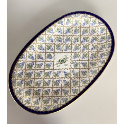 VASSOIO OVALE PORCELLANA Limoges FRANCE DECORO DIPINTO A MANO Pier GRAPPOLI UVA