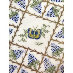 VASSOIO OVALE PORCELLANA Limoges FRANCE DECORO DIPINTO A MANO Pier GRAPPOLI UVA
