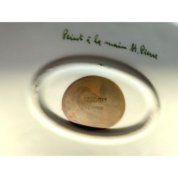 VASSOIO OVALE PORCELLANA Limoges FRANCE DECORO DIPINTO A MANO Pier GRAPPOLI UVA