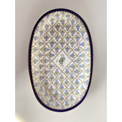 VASSOIO OVALE PORCELLANA Limoges FRANCE DECORO DIPINTO A MANO Pier GRAPPOLI UVA