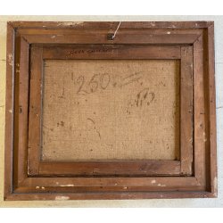 ANTICO DIPINTO OLIO Jhon Califano PAESAGGIO MONTANO ALPEGGIO MONTAGNE BAITA '800