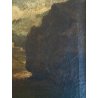 ANTICO DIPINTO OLIO Jhon Califano PAESAGGIO MONTANO ALPEGGIO MONTAGNE BAITA '800