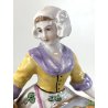 COPPIA STATUINE PORCELLANA CAPODIMONTE  FIGURE CACCIATORE VENDITRICE FRUTTA '900